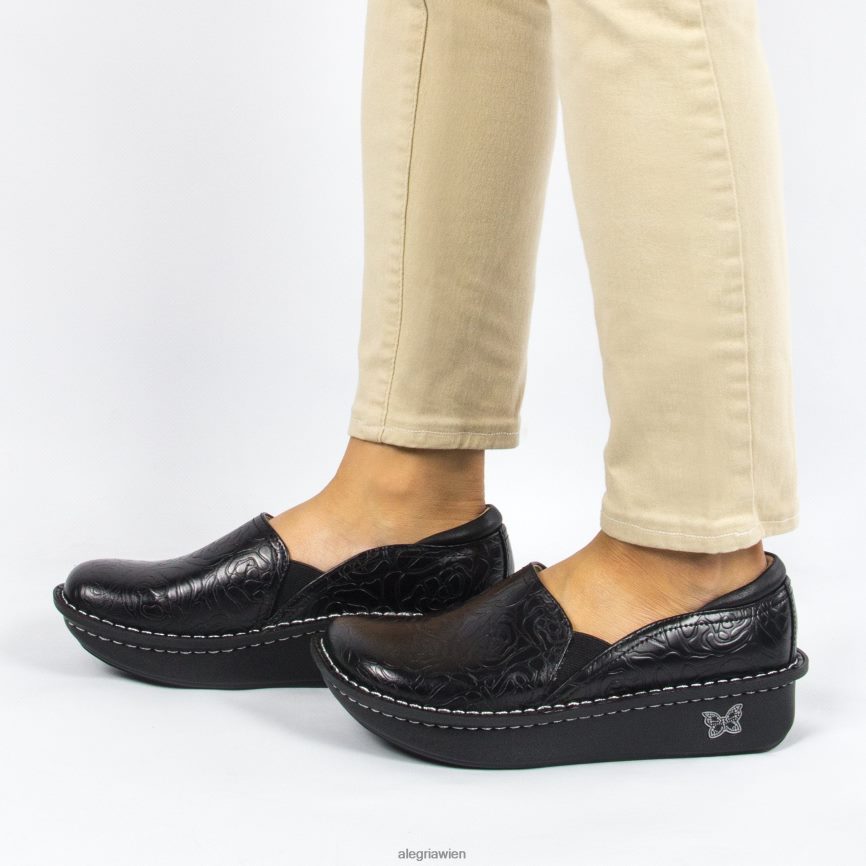 Alegria Wien - Alegria Debra schwarzer geprägter Rosenschuh D2R0BH481